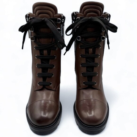 Christian Louboutin EN HIVER 70 Leather Combat Boots with Quilted Collar - Picture 7 of 13